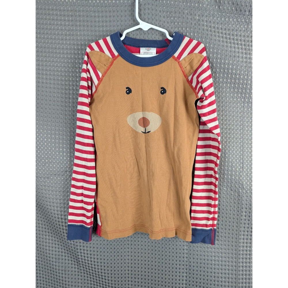 Hanna Andersson Kids Size 10 Bear Face Striped Organic Cotton Pajama Top Brown